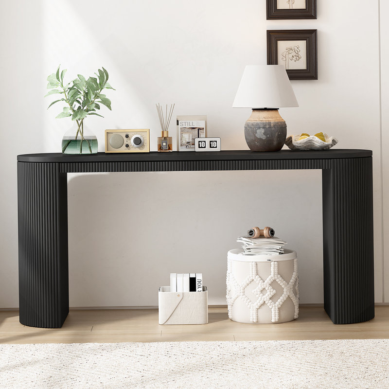 Console incurvée à rayures verticales uniques, convient, Noir