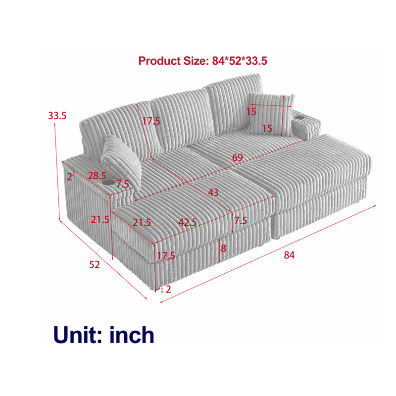 Chaise Lounger With Cupholders, Army Green Corduroy