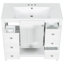 Meuble-lavabo blanc de 36 po, lavabo en céramique et bois massif en peuplier d'hévéa, une armoire, trois tiroirs, finition peinte, emplacement de lavabo encastré au centre, tablette réglable à rebord plat de 36 po, fixation pour robinet de 4 po-1819132206