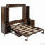 Grand lit escamotable avec bureau et rangement, lit mural en bois peu encombrant avec armoires et tiroirs, brun foncé-53157327