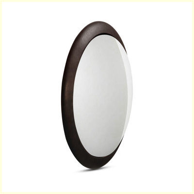 Convex Profile Modernist Wall Mirror | Aluminum Frame & MDF Back Panel, Blackened Bronze Finish