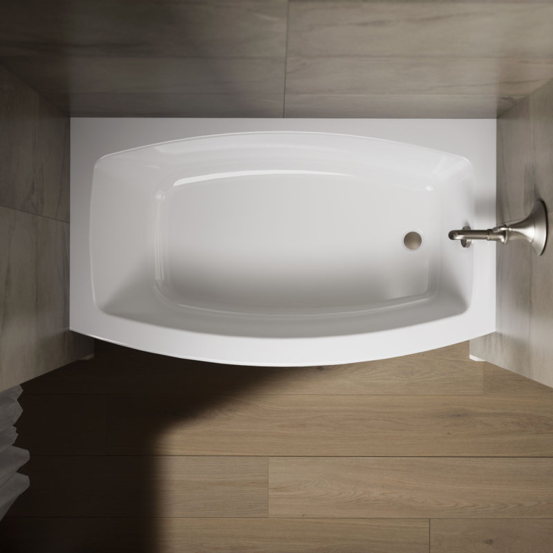 Expanse® 60" x 30" Space-Saving Acrylic Alcove Soaking Bathtub, White, Right