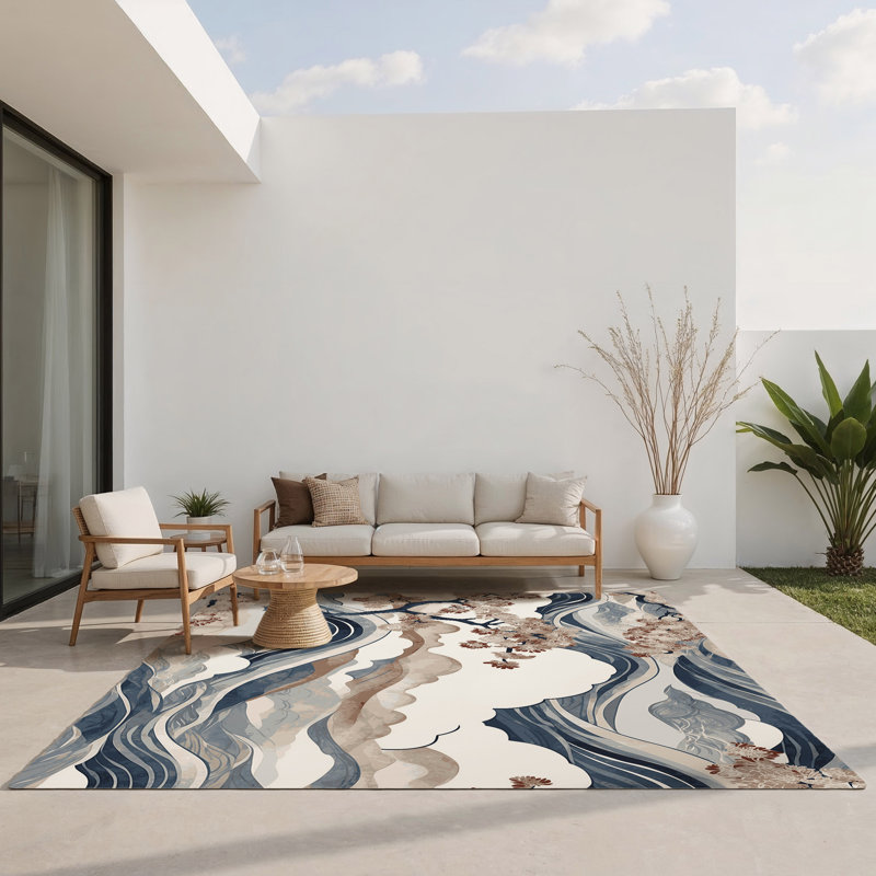 Petal Glow Indoor And Outdoor Area Rug, Rectangle 1'6" x 2'6"