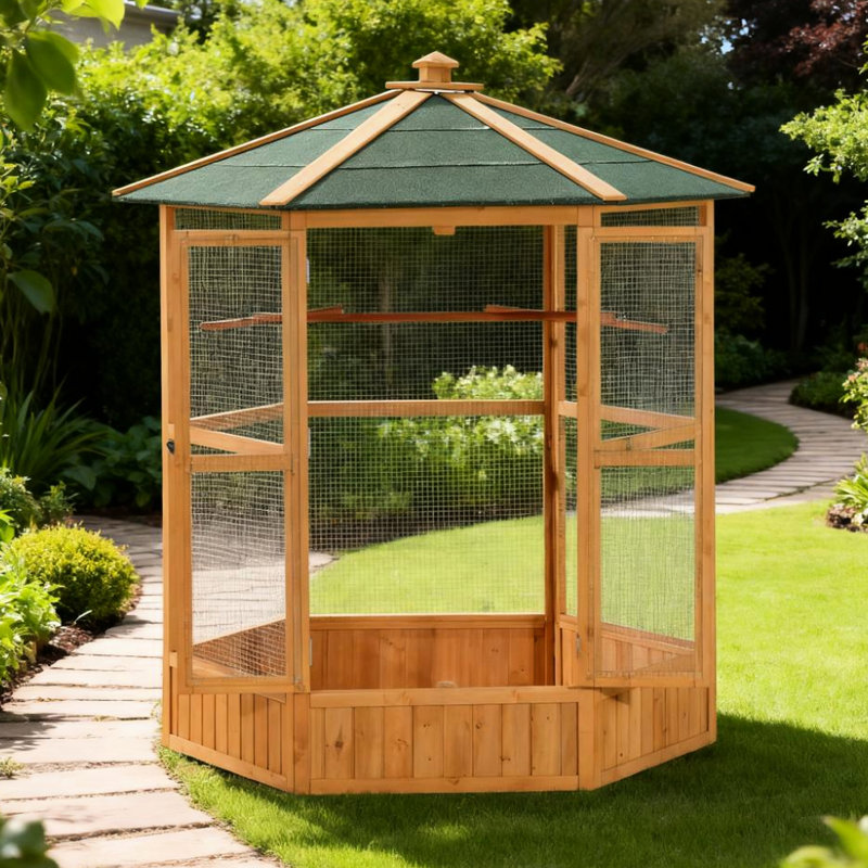 Cage à oiseaux de 69 po pour l'extérieur avec design hexagonal