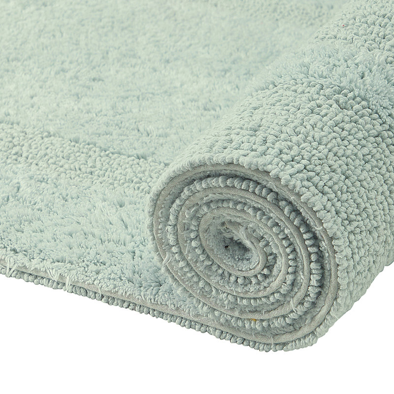 Rozanne Reversible Cotton Bath Rug, Dark Sage, 17" x 24" Rectangle