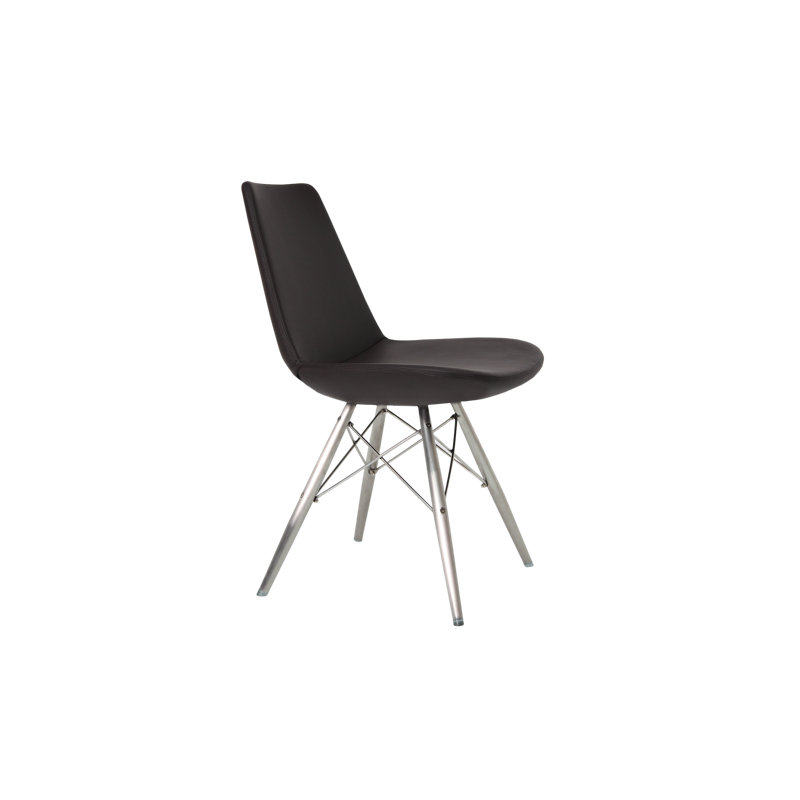 Chaise mw Eiffel, Acier inoxydable, Similicuir noir