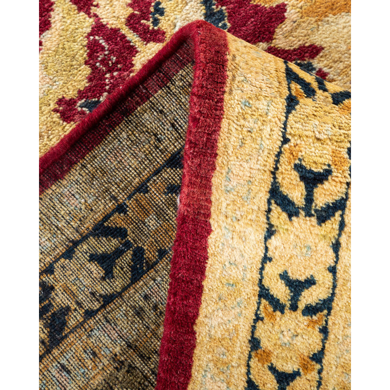 Tapis traditionnel noué à la main de conception unique 7 pi 10 po x 9 pi 10 po Vivy Mogul