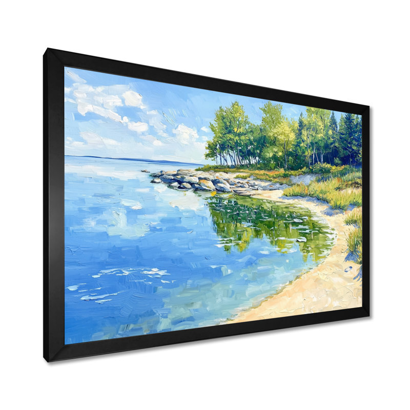 «Great Lakes Reflections In Michigan I - Michigan Wall Art Living Room», Reproduction encadrée d'une seule photo sans pass
