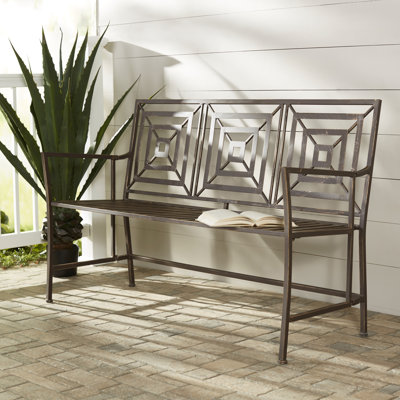 Nicholls Bronze Modern Style Iron Garden Bench by Latitude Run