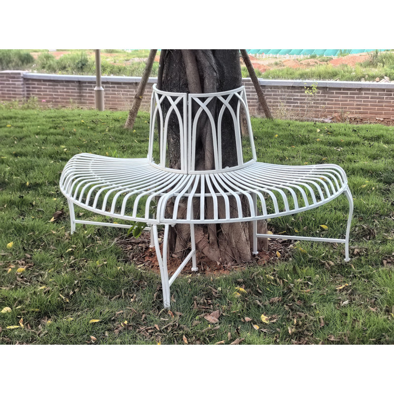 Tree Wrap Garden Bench Semi-Circle, Cream