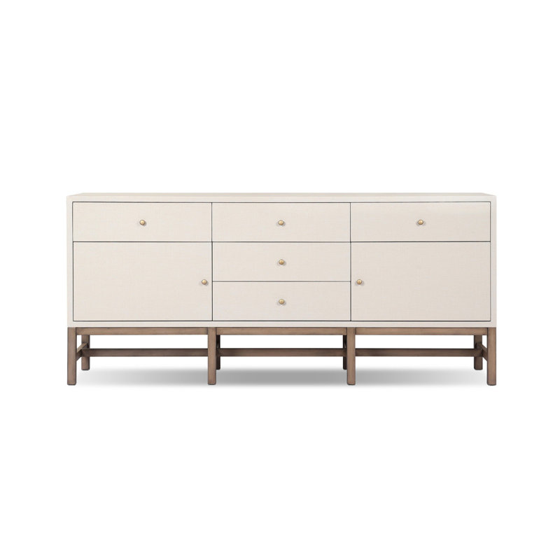 Fiona 78" Sideboard, Ivory Painted Raffia