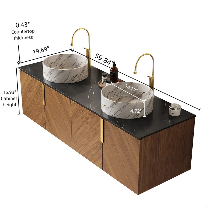 Meuble-lavabo mural 60 po avec 4 portes 60 po