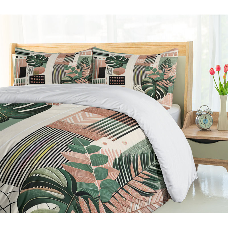 Monstera Duvet Cover, King Duvet Cover + 2 Standard Shams