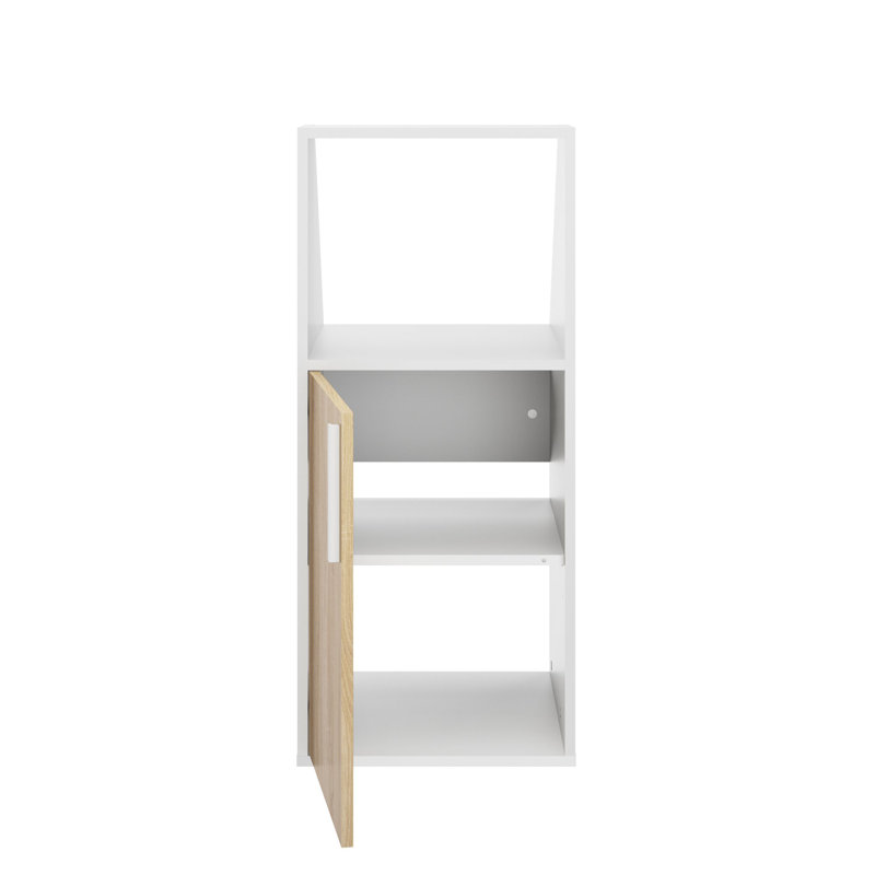 1 Door Particle Board Wardrobe, Natural/White