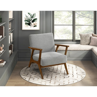 Finition contemporaine contemporaine et durable avec accoudoirs en tissu de chenille gris doux et tissu d'ameublement de salon en bois d'hévéa massif