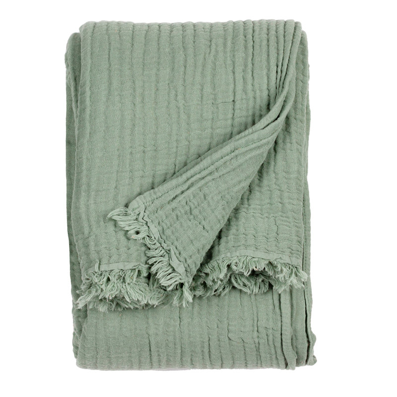Knitted Throw Blanket, Light Green, W240 x L260cm