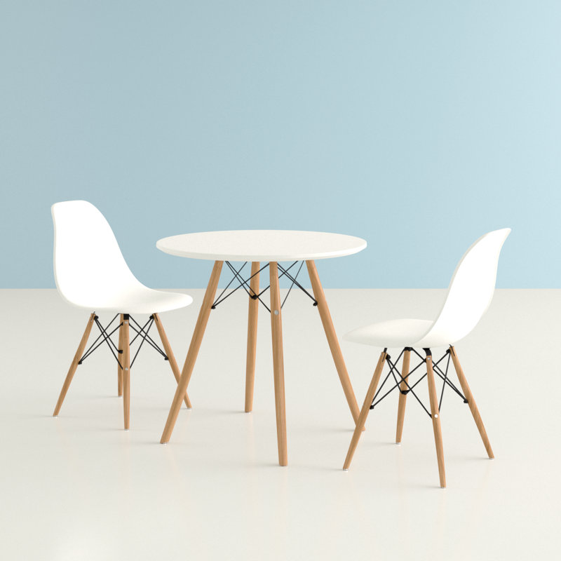 Modholic 32" Eiffel Table & Set of 2 Wood Legs Chairs