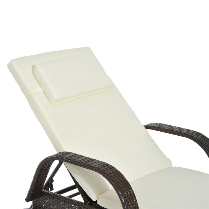 Chaise longue inclinable 78,75 po Porcaro, Cadre mixte brun / coussin crème