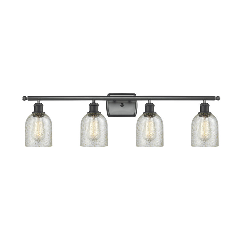 Éclairage de salle de bain à intensité variable 4 lumières Vella, Mica, Noir mat, Ampoule incandescente rétro de 60 watts
