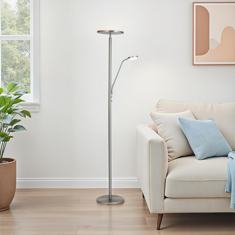 Aria 71.75'' Torchiere Floor Lamp, Brushed Nickel