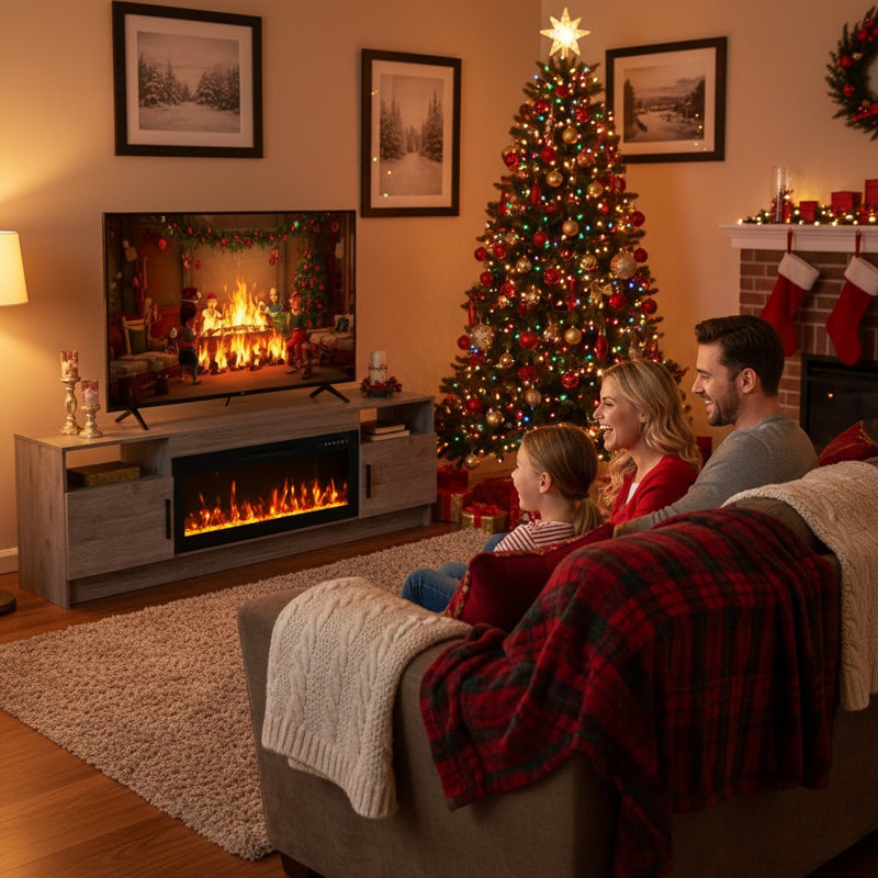 70" Fireplace TV Stand with 20-Color LED Lights for TVs up to 75", GREY