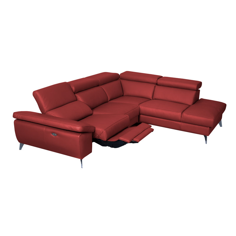 La Crosse Genuine Leather Electric Reclining Corner Sofa, Right Hand Facing, Red