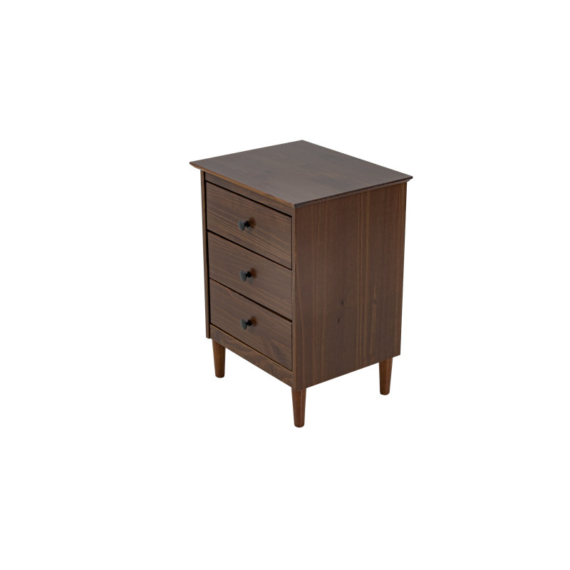 Spencer Three Drawer Solid Wood Nightstand Walnut