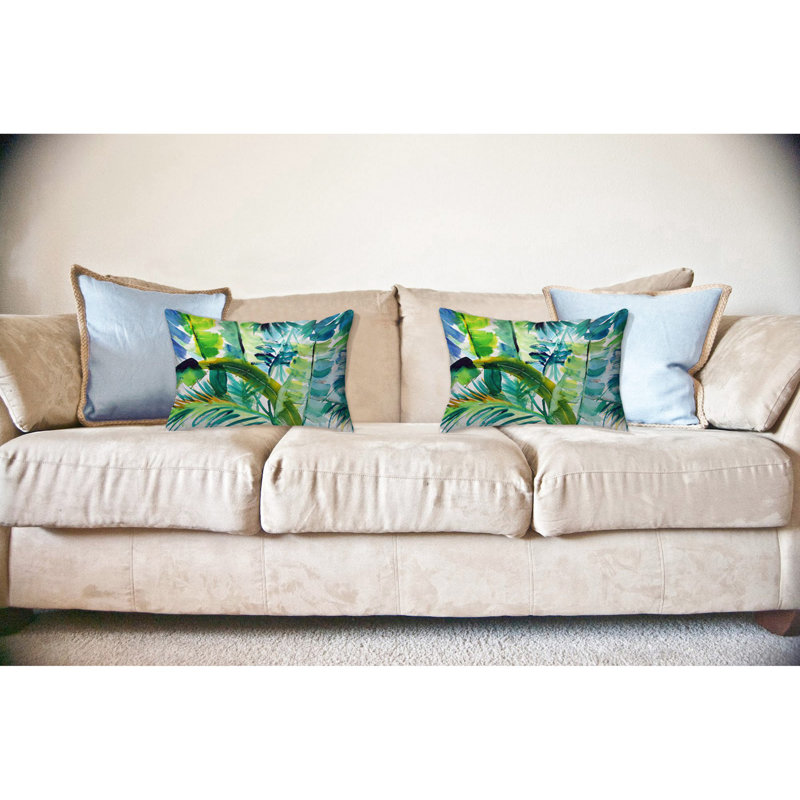  Jungle Greens No Cord Indoor/Outdoor Lumbar Pillow, 16" x 20"