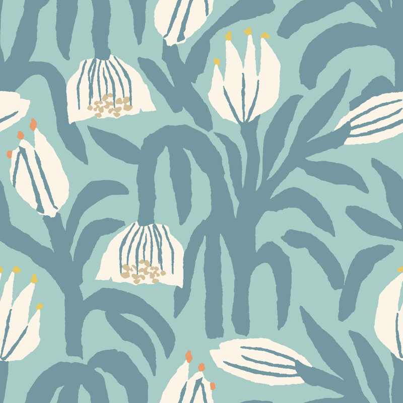 Spadafore 10m x 50cm Matte Wallpaper Roll, Blue