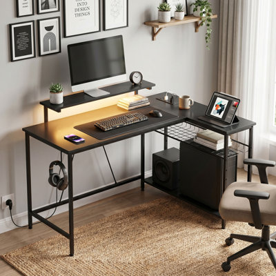 L-Shaped Steel Computer Desk
