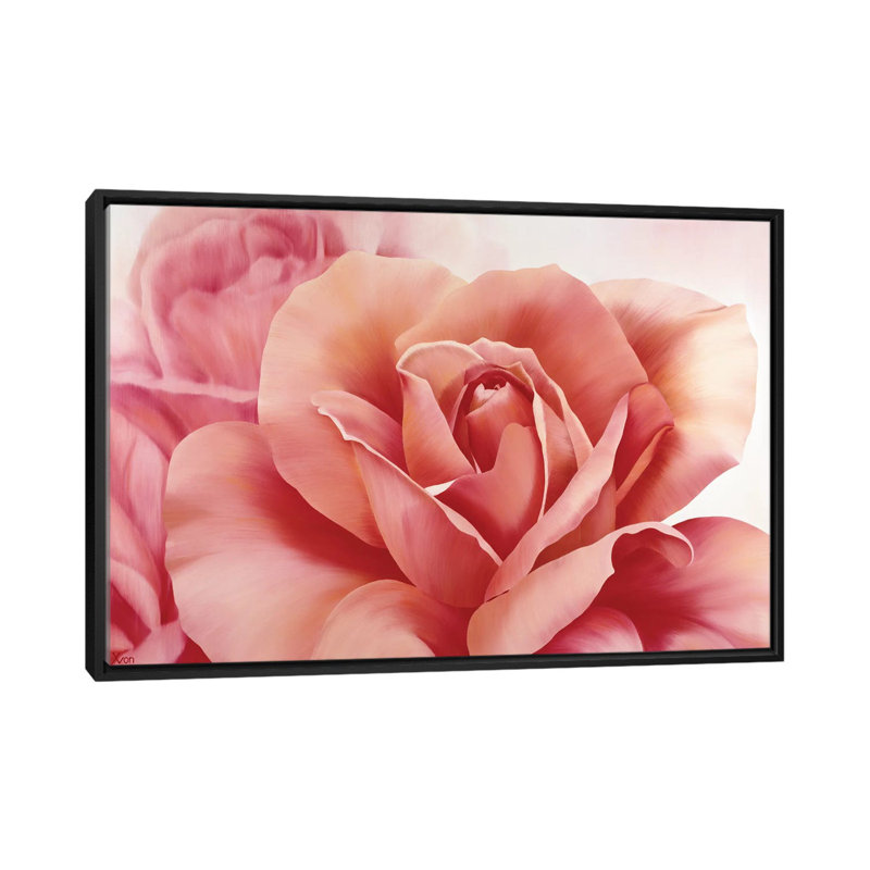 «Pink Rose II», impression sur toile, H 18 po x l 26 po x P 1,5 po, Toile avec cadre noir, Pas de tapis
