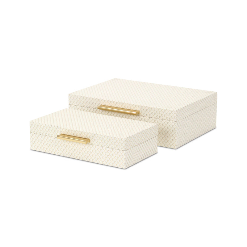 Mariline Elegant Fish Scale Pattern Rectangular Box Set,  White