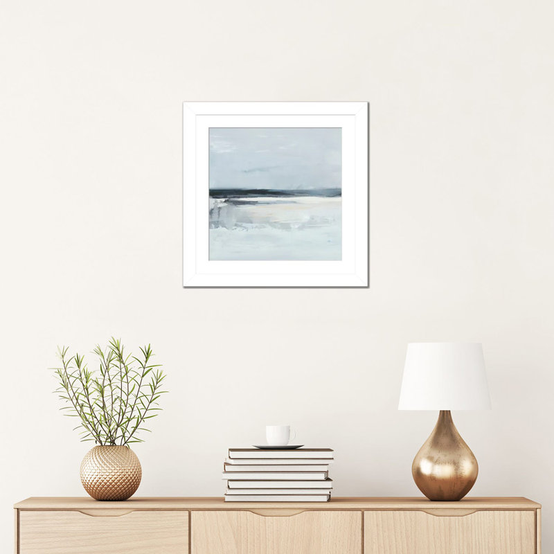 Inky Coastline I - reproduction d'art murale - papier d'art encadré, H 16 po x l 16 po, Blanc