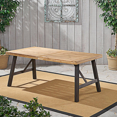 Acacia Wood Dining Table - Let Your Culinary Journey Begin With Weather-Resistant, Slat Panel Design