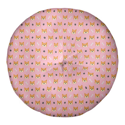 Coussin de sol touffeté rond Katelyn Elizabeth Shiba Inu