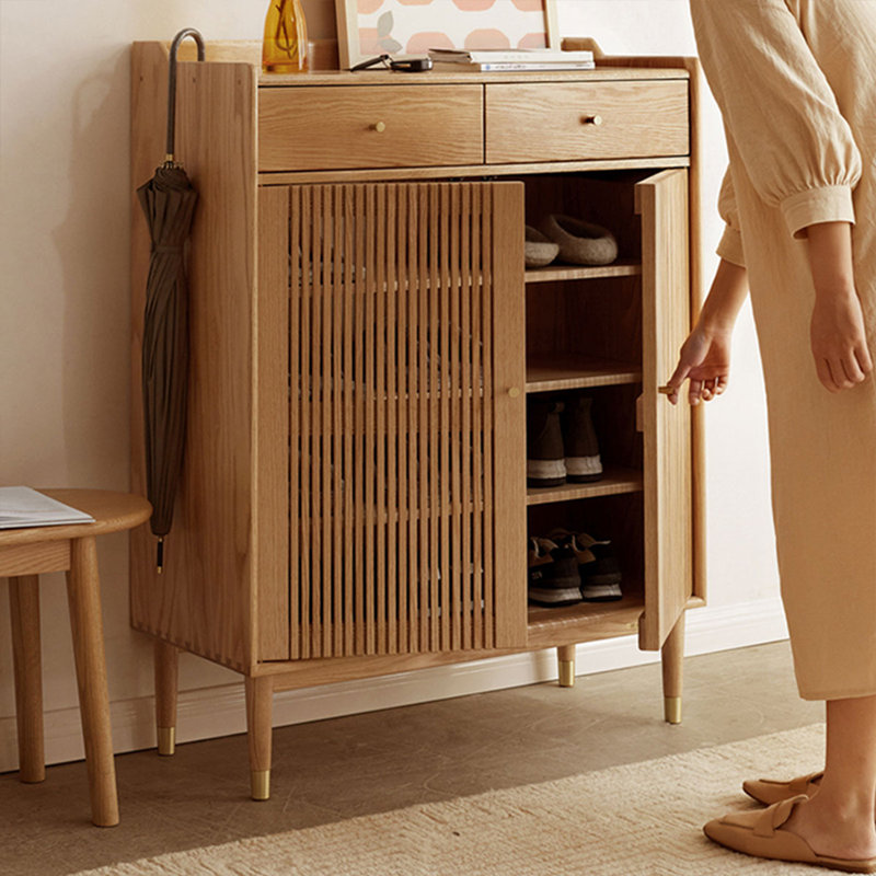 Modern Burlywood Solid Wood Shoe Storage