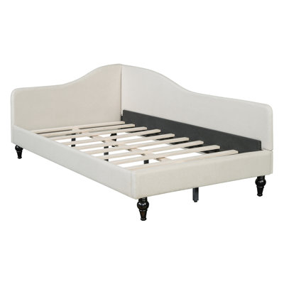 L-Shaped Linen Daybed, with Solid Wood Legs