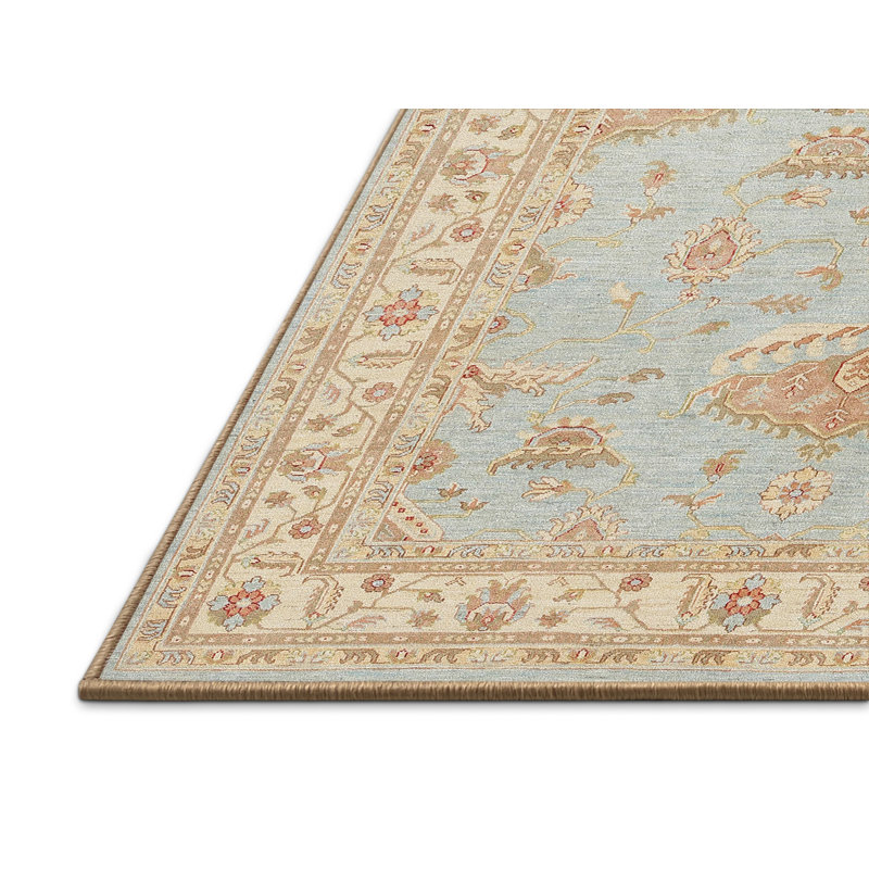 Tapis beige / bleu Demartino, Rectangle 8 pi x 10 pi