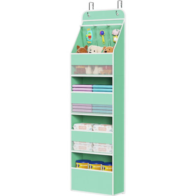 5-Shelf Green Fabric Over Door Hanging Organizer