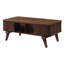 Table rectangulaire à finition noyer avec portes tambour et 2 tablettes pour une finition café moderne