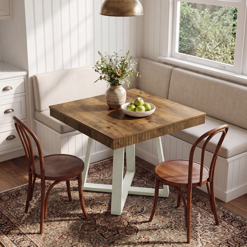 Square Dining Table for 4, White Base