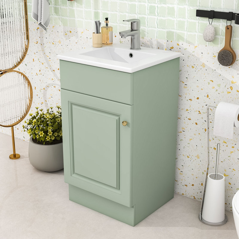 Meuble-lavabo compact avec lavabo prÃ©-percÃ© et nombreux rangements