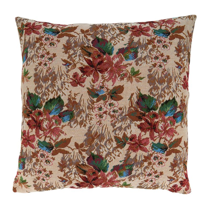 Black Jacquard Floral Down Blend Throw Pillow