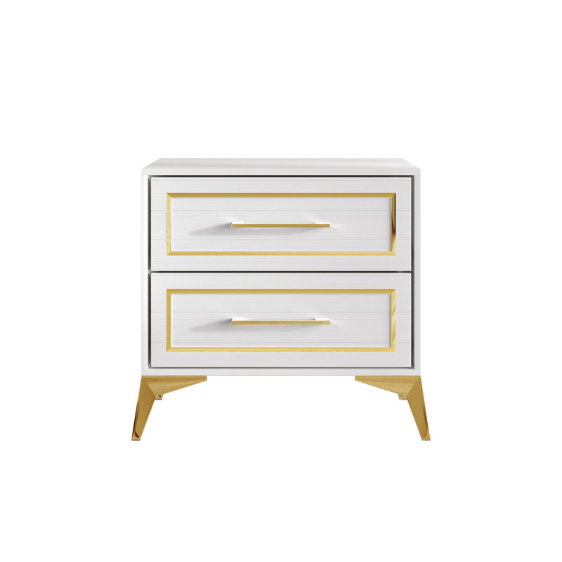 Table de chevet 2 tiroirs Baccus, Blanc