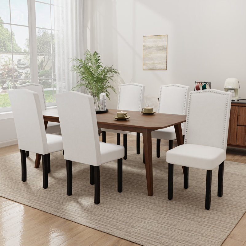  Ensemble de 2 chaises de salle à manger rembourrées Luxe, Beige