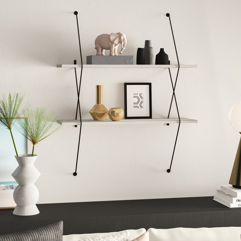 Staats 2 Piece Tiered Shelf, Gray/Black