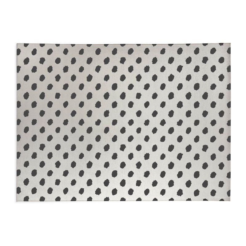 Tapis de bureau léger Grunge Dot, L 3 pi x L 2 pi, Ivoire/gris anthracite