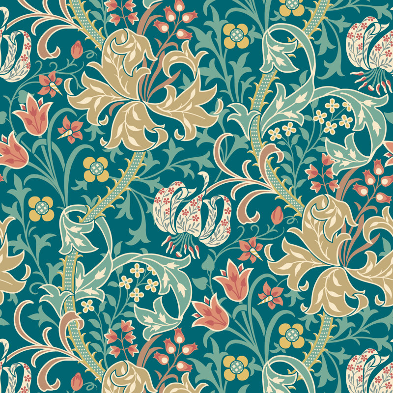 Padstow 10m x 50cm Wallpaper Roll, Ogee Teal