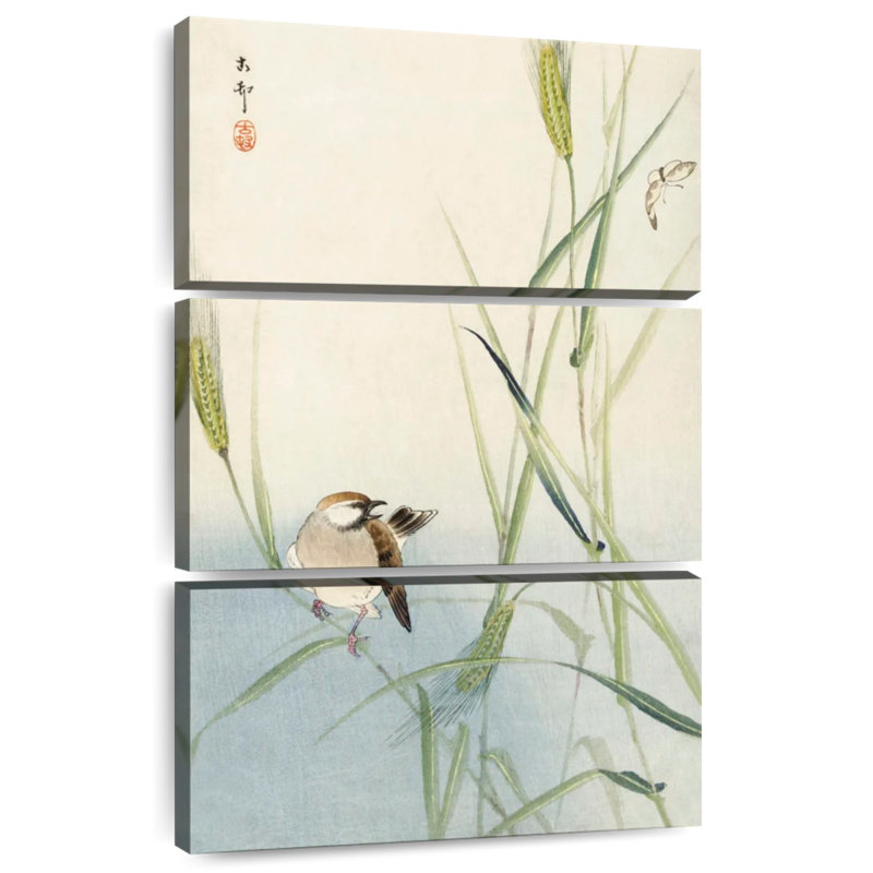 Brampt oiseau et papillon 1900-1930, H 32 po x l 20 po