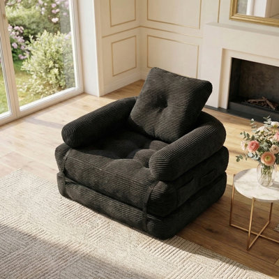 Compression Folding Sofa Bed With Backrest, Boneless Fold Out Couch Bed With Handle, 2 In 1 Convertible Bean Bag Chair To Floor Sofa Lounger, Comfy Folding Couch For Bedroom & Living Room